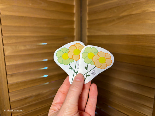 Matte on the left, Glossy on the right; Twin Flower Sticker