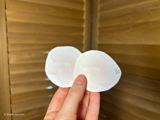 Matte is on the left, Glossy is on the right - Pink Flower Sticker