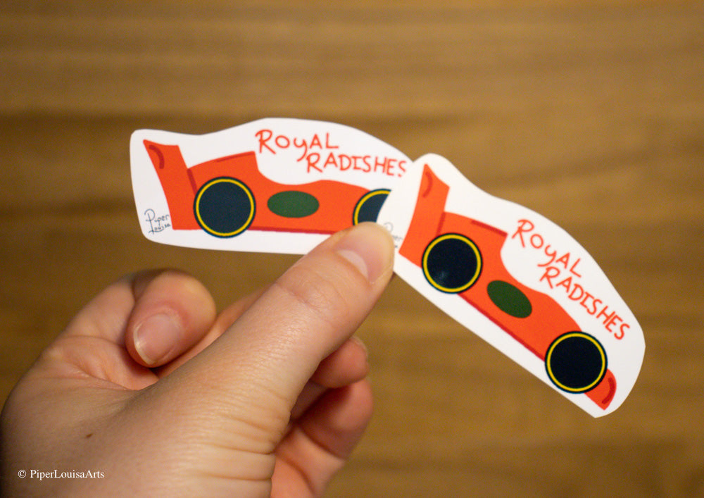 Matte on the left, Glossy on the right - Royal Radishes Sticker