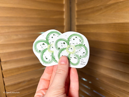 Matte on left, Glossy on right - Green Flower Sticker