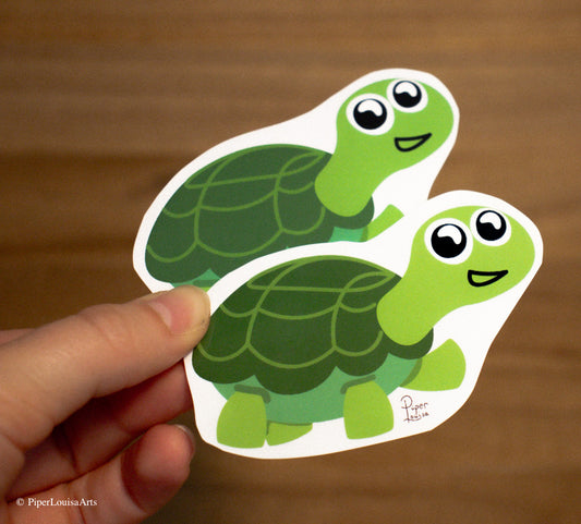 Matte on top, Glossy on bottom - Clumsy the Turtle Sticker