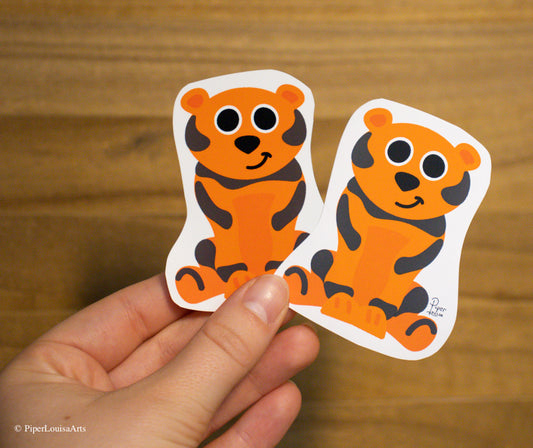 Glossy on the left, Matte on the right - Remington the Tiger Sticker