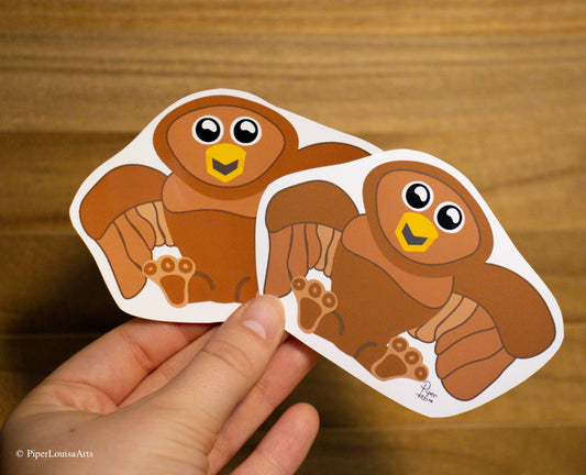 Glossy on the left, Matte on the right - Happy the Owl Sticker