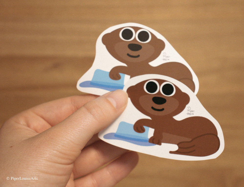 Matte on the top, Glossy on the bottom - Sassy the Otter Sticker